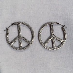 Textured Peace Sign Earrings